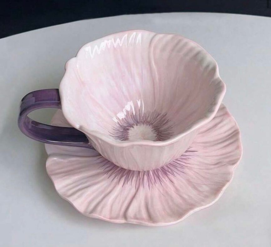 Çiçek Tasarımlı Mor Fincan - Görsel 3