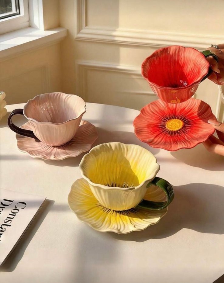 Çiçek Tasarımlı Mor Fincan - Görsel 2