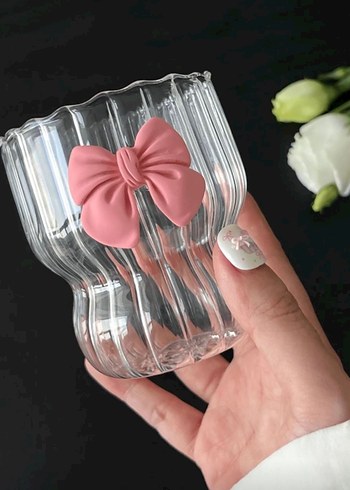 Pembe Fiyonk Detaylı Bardak - Görsel 2