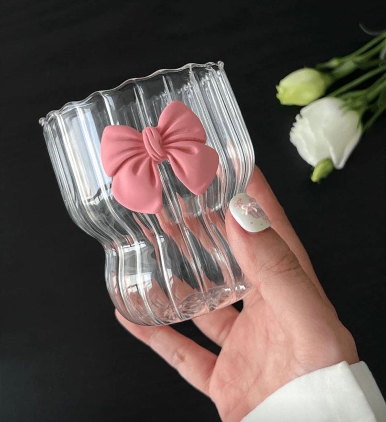 Pembe Fiyonk Detaylı Bardak - Görsel 2