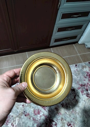 Etnik Desenli Parlak Altın Kapaklı Servis Tabağı - Görsel 7