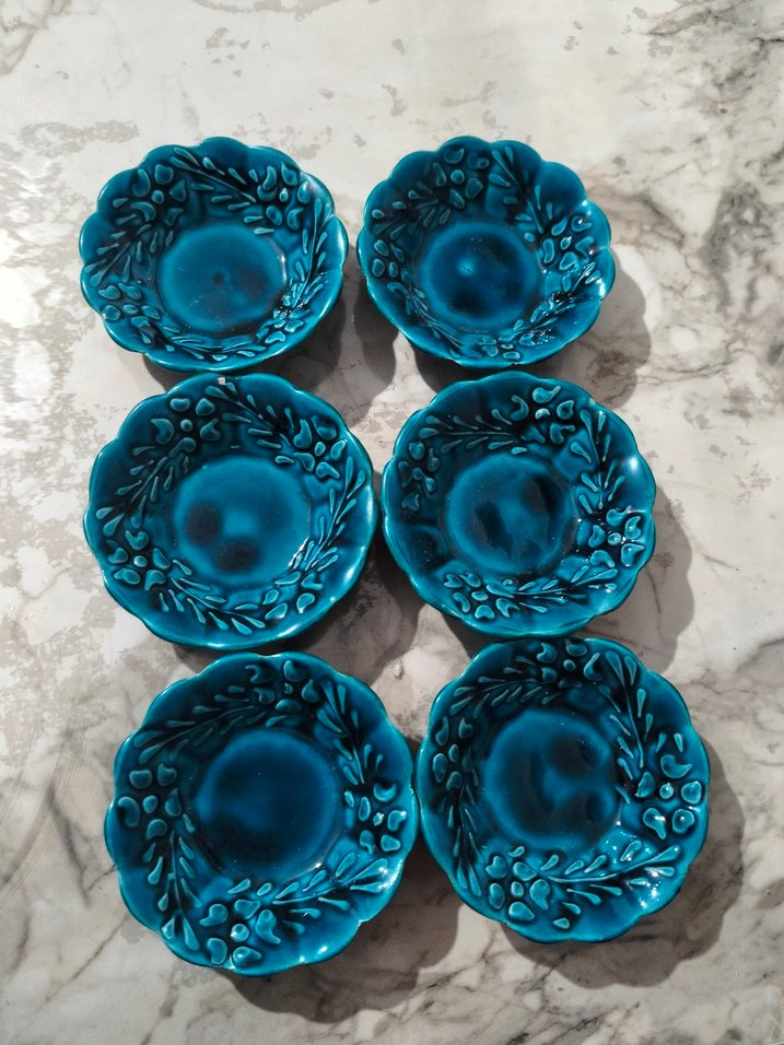 El İşlemeli Turkuaz Kahve Fincanı Seti - Görsel 2