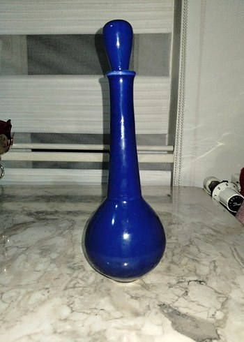 Koyu Mavi İnce Boyunlu Vazo - Görsel 2