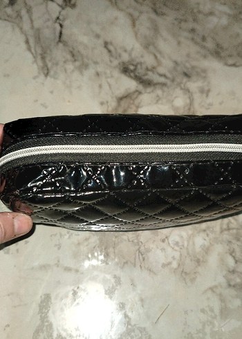 Deri Fermuarlı Siyah Makyaj Çantası - Görsel 2