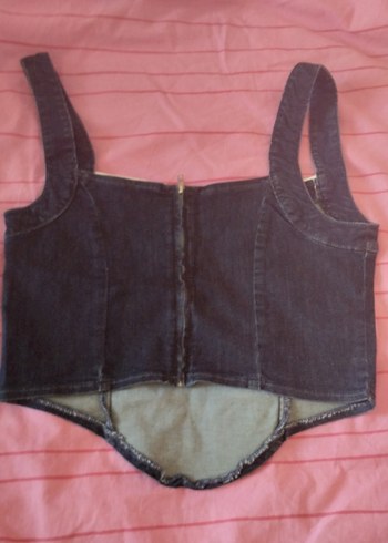 Trendyol Dantel Detaylı mavi Denim Büstiyer - Görsel 2