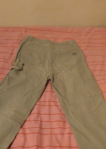 Bej Kadın Keten Rahat Kesim Kargo Pantolon - Görsel 2