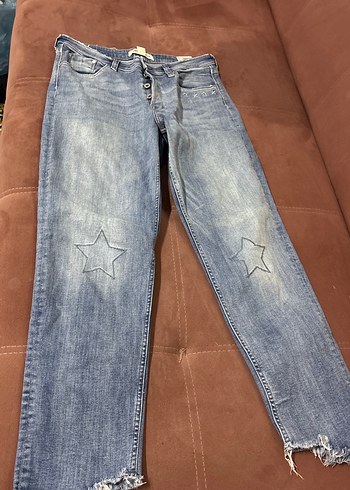 H&M Yildizli Acik Mavi Denim Jean