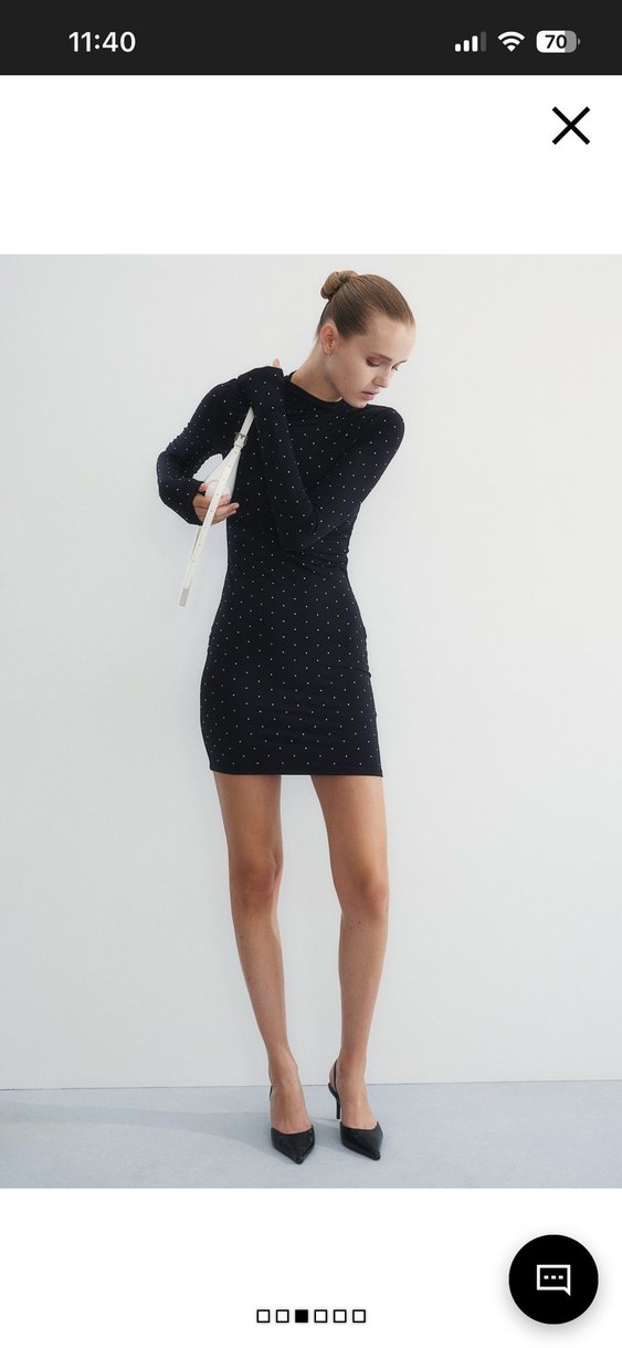 Taşlı
 Desenli Siyah Yüksek Yaka Midi Triko Elbise - Görsel 3