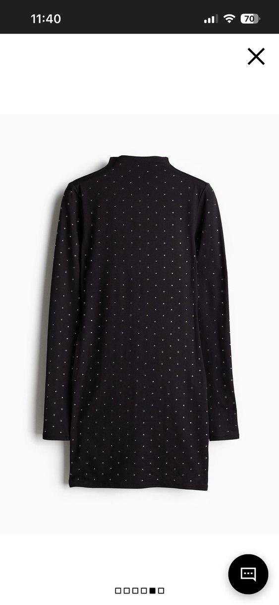 Taşlı
 Desenli Siyah Yüksek Yaka Midi Triko Elbise - Görsel 4