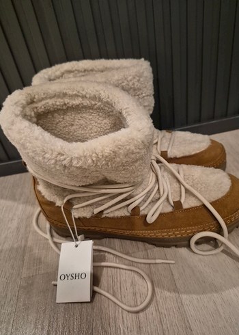 Bej Süet Kürklü Kadın Dolgu Topuk Bot - Görsel 2