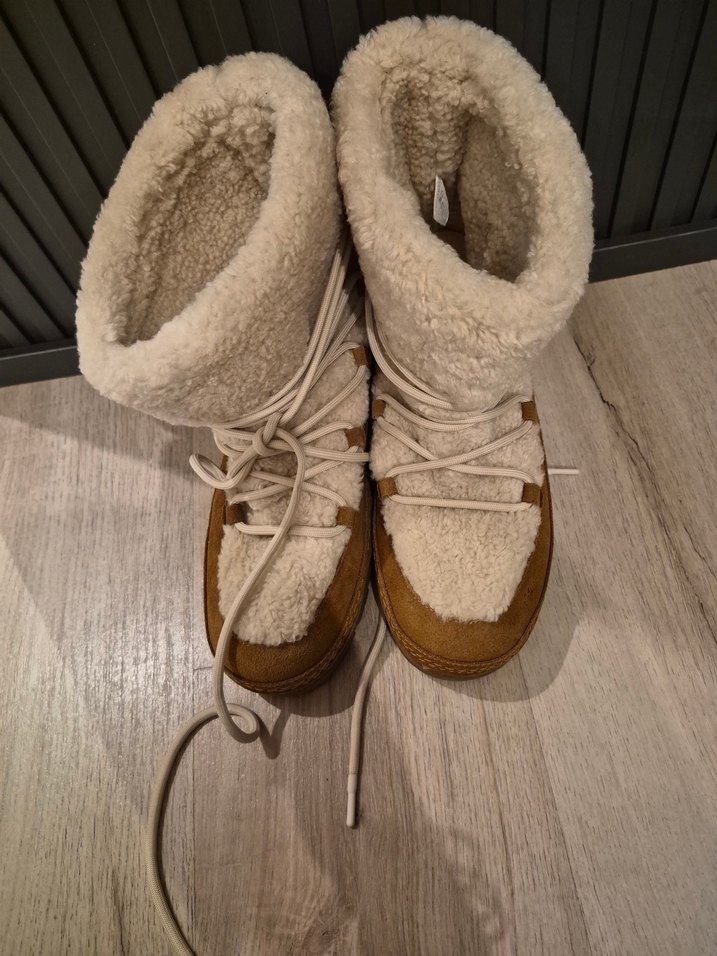 Bej Süet Kürklü Kadın Dolgu Topuk Bot - Görsel 4