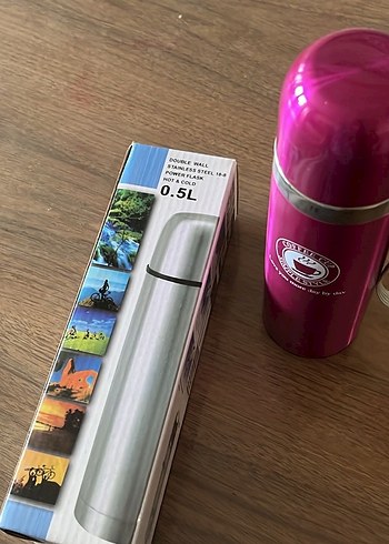 Renkli Pembe 0.5L Termos Şişesi - Görsel 2