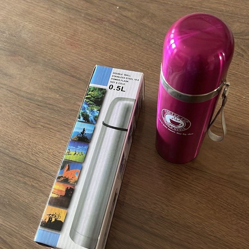 Renkli Pembe 0.5L Termos Şişesi - Görsel 2