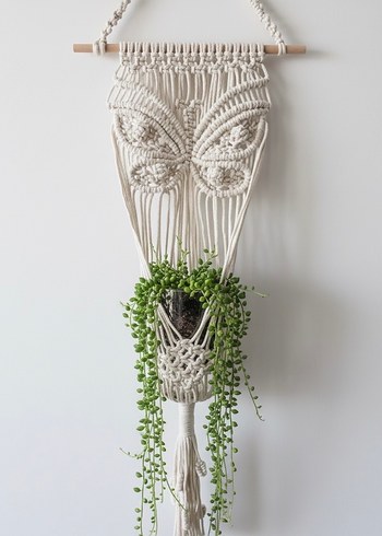 Kelebek Desenli Makrome Duvar Saksılığı - Görsel 2