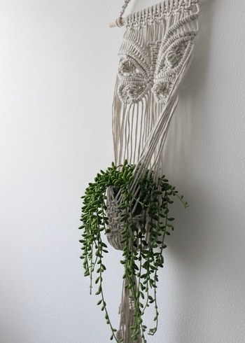 Kelebek Desenli Makrome Duvar Saksılığı - Görsel 3