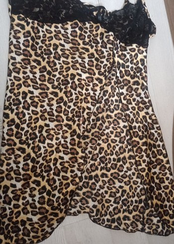 Kadın Leopar Desenli Uzun Kollu Gecelik - Görsel 2