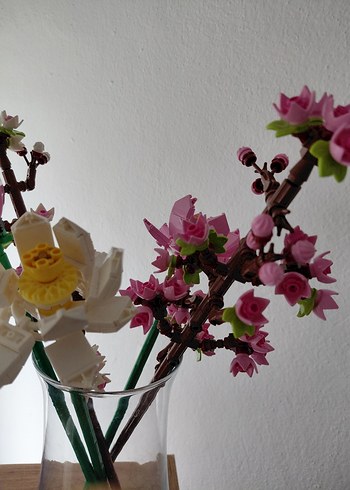 Şeffaf Cam Vazoda Pastel Pembe Çiçekler - Görsel 3