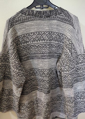 Örgü Desenli Gri Uzun Kadın Hırka - Görsel 2