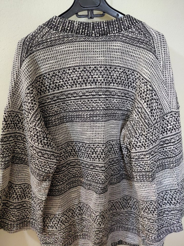 Örgü Desenli Gri Uzun Kadın Hırka - Görsel 2