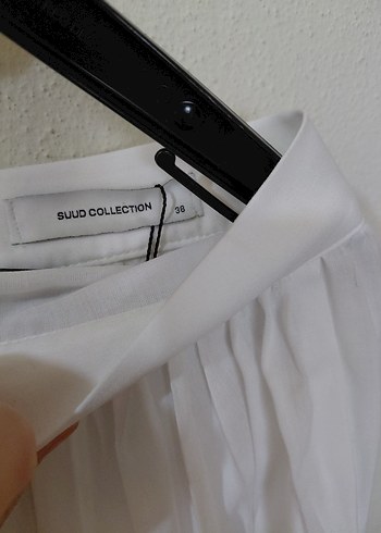 Beyaz Pilili Uzun Kadın Etek - Görsel 3