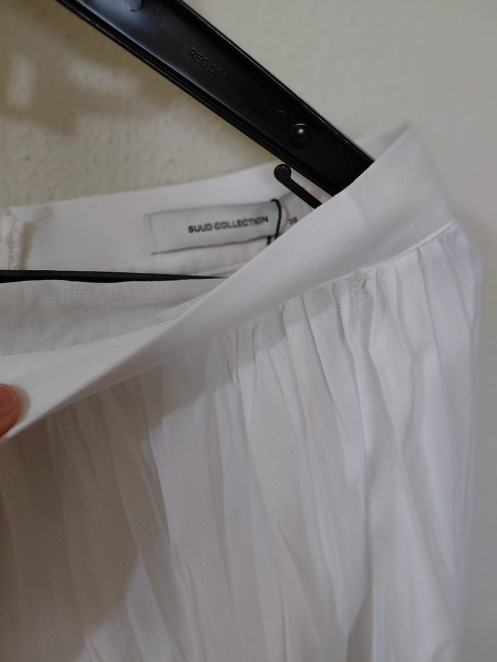 Beyaz Pilili Uzun Kadın Etek - Görsel 2