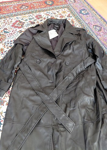 Kadın Kahverengi Deri Kemerli Uzun Trençkot - Görsel 5