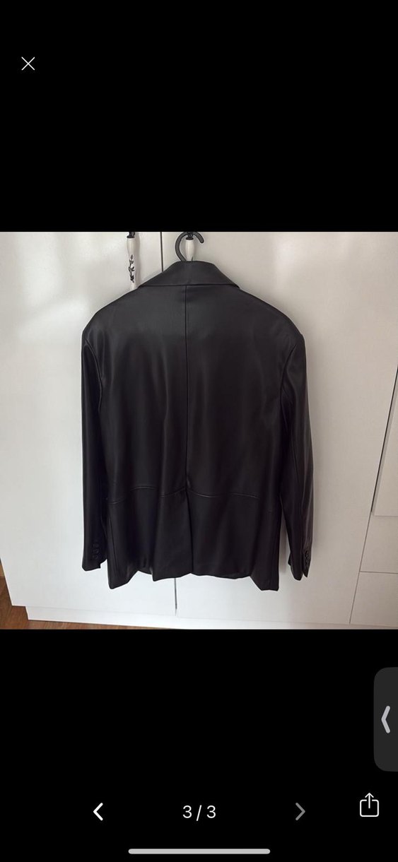 Siyah Deri blazer Kadın Ceket - Görsel 2