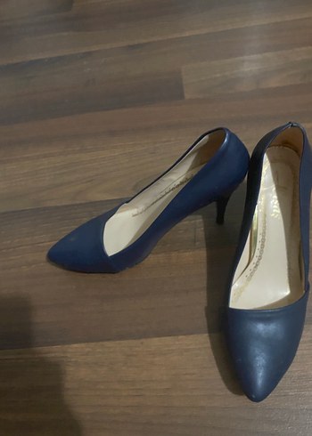 Klasik Mavi Tokalı Stiletto Topuklu Kadın Ayakkabı - Görsel 2