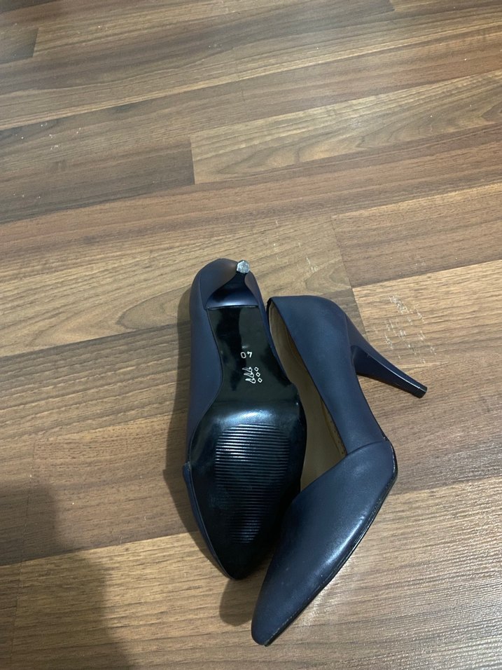 Klasik Mavi Tokalı Stiletto Topuklu Kadın Ayakkabı - Görsel 4