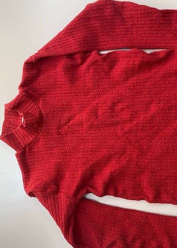 Kırmızı Triko Balıkçı Yaka Kadın Kazak - Görsel 2