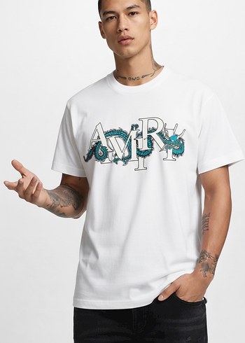 Amiri Siyah Dragon Baskılı Erkek Tişört - Görsel 2