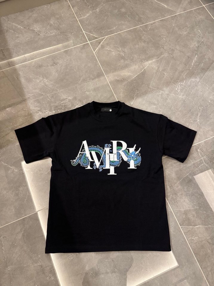 Amiri Siyah Dragon Baskılı Erkek Tişört - Görsel 4