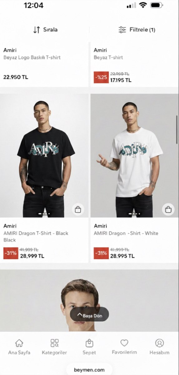 Amiri Siyah Dragon Baskılı Erkek Tişört - Görsel 3