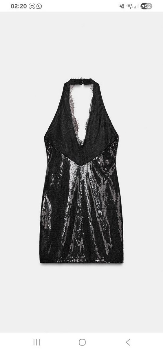 Siyah Dantel Detaylı Pulli elbise - Görsel 4