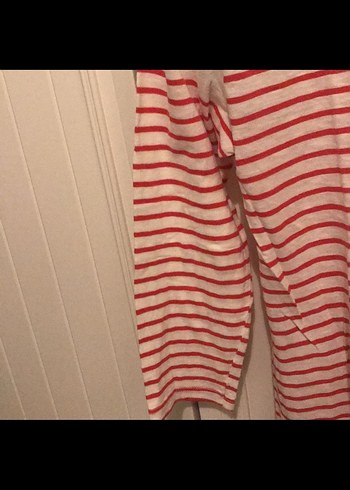 Kırmızı Çizgili Uzun Kollu kız çocuk keten tişört - Görsel 4