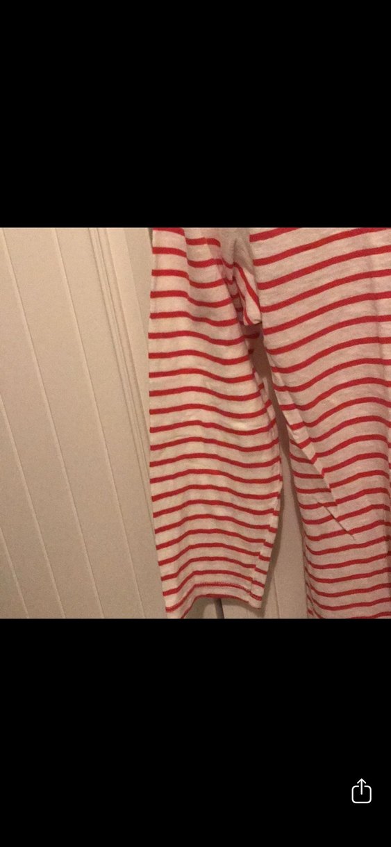 Kırmızı Çizgili Uzun Kollu kız çocuk keten tişört - Görsel 4