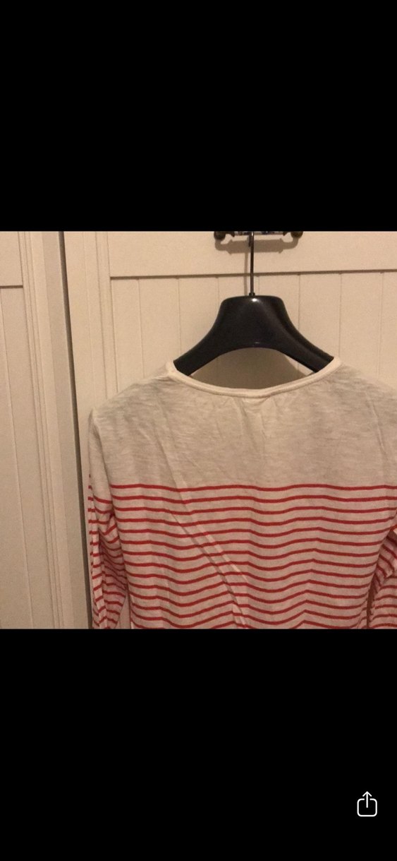 Kırmızı Çizgili Uzun Kollu kız çocuk keten tişört - Görsel 3