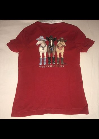 Kısa Kollu Kırmızı Kız Çocuk Pamuklu Düğmeli Tişört - Görsel 2