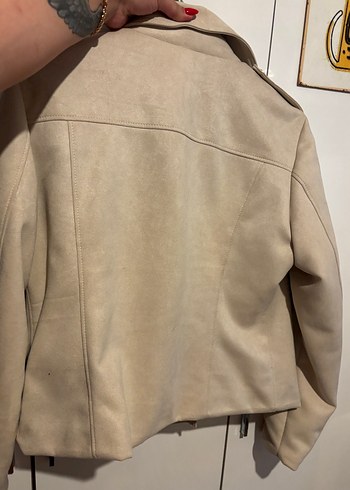Bej Süet Kadın Kısa Ceket - Görsel 9