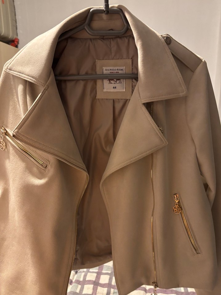 Bej Süet Kadın Kısa Ceket - Görsel 5