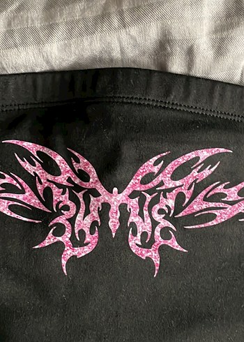 Siyah Gotik Straplez Baskılı Büstiyer - Görsel 2