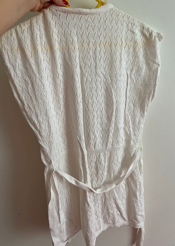Nakışlı Beyaz Bohem Örgü Yelek - Görsel 2