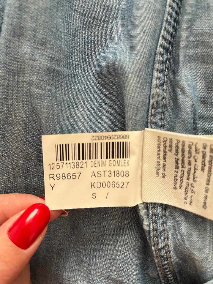 Düğmeli Mavi Denim Kadın Gömlek - Görsel 4