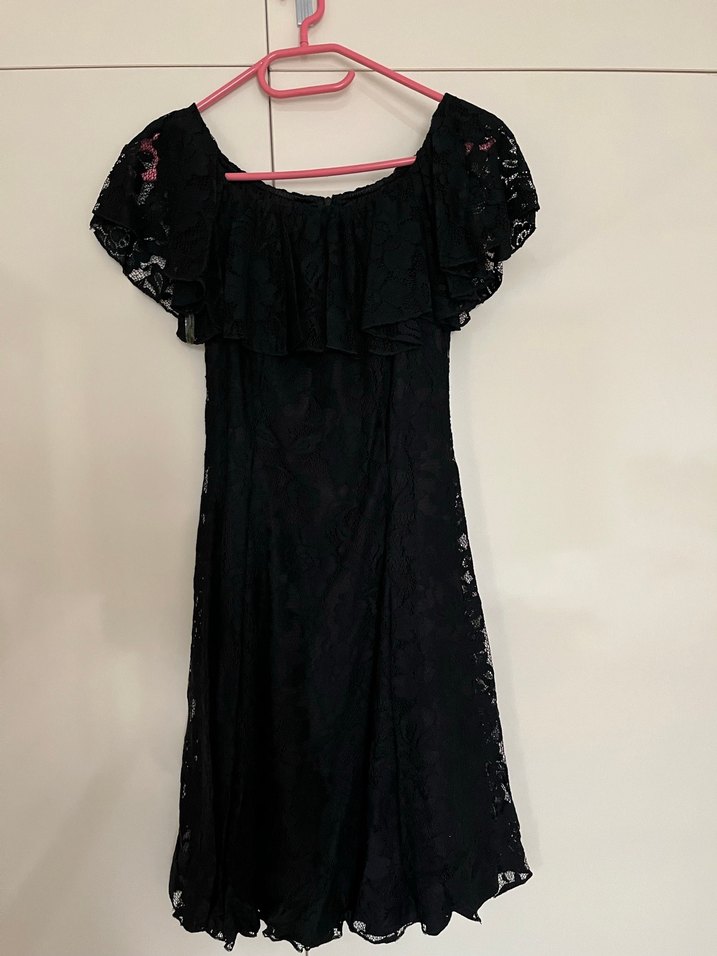Siyah Dantel Güpürlü Elbise( mezuniyet düğün nişan ) - Görsel 2
