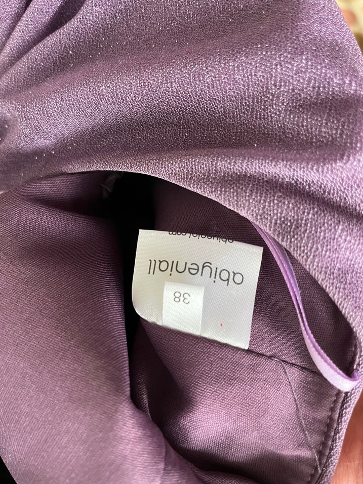 Mor Drapeli Yüksek Yakalı Abiye Elbise(Nişan-düğün- mezuniyet) - Görsel 4