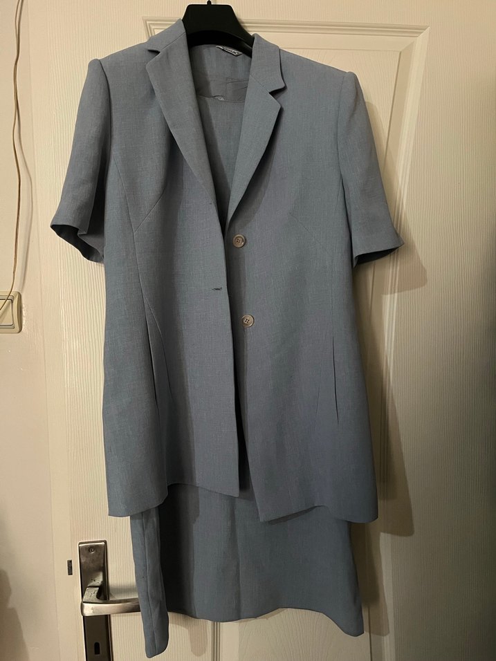 Gri Kolsuz Uzun Keten Elbise - Görsel 3