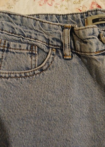 Kadın Gri Denim Mini Şort Bol Kesim - Görsel 5