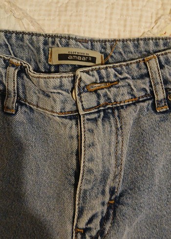 Kadın Gri Denim Mini Şort Bol Kesim - Görsel 2