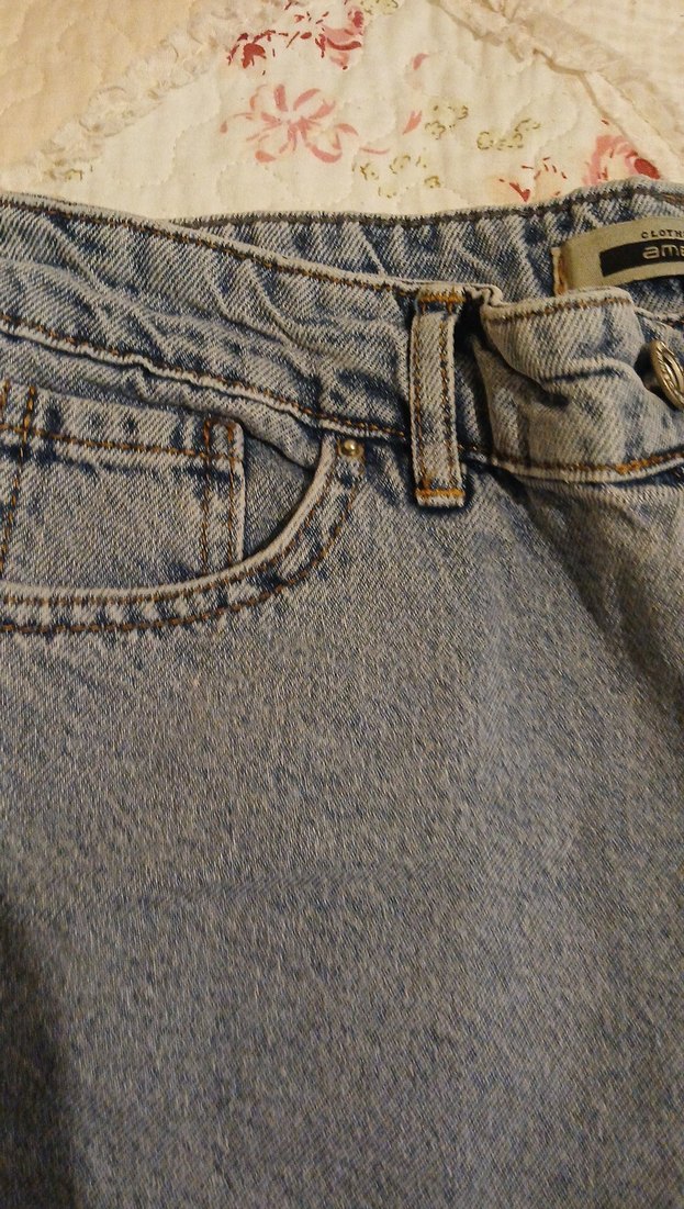 Kadın Gri Denim Mini Şort Bol Kesim - Görsel 5