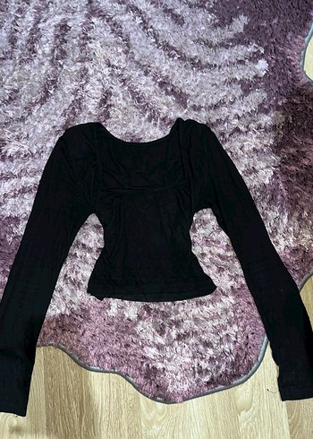 Siyah uzun kollu crop - Görsel 3